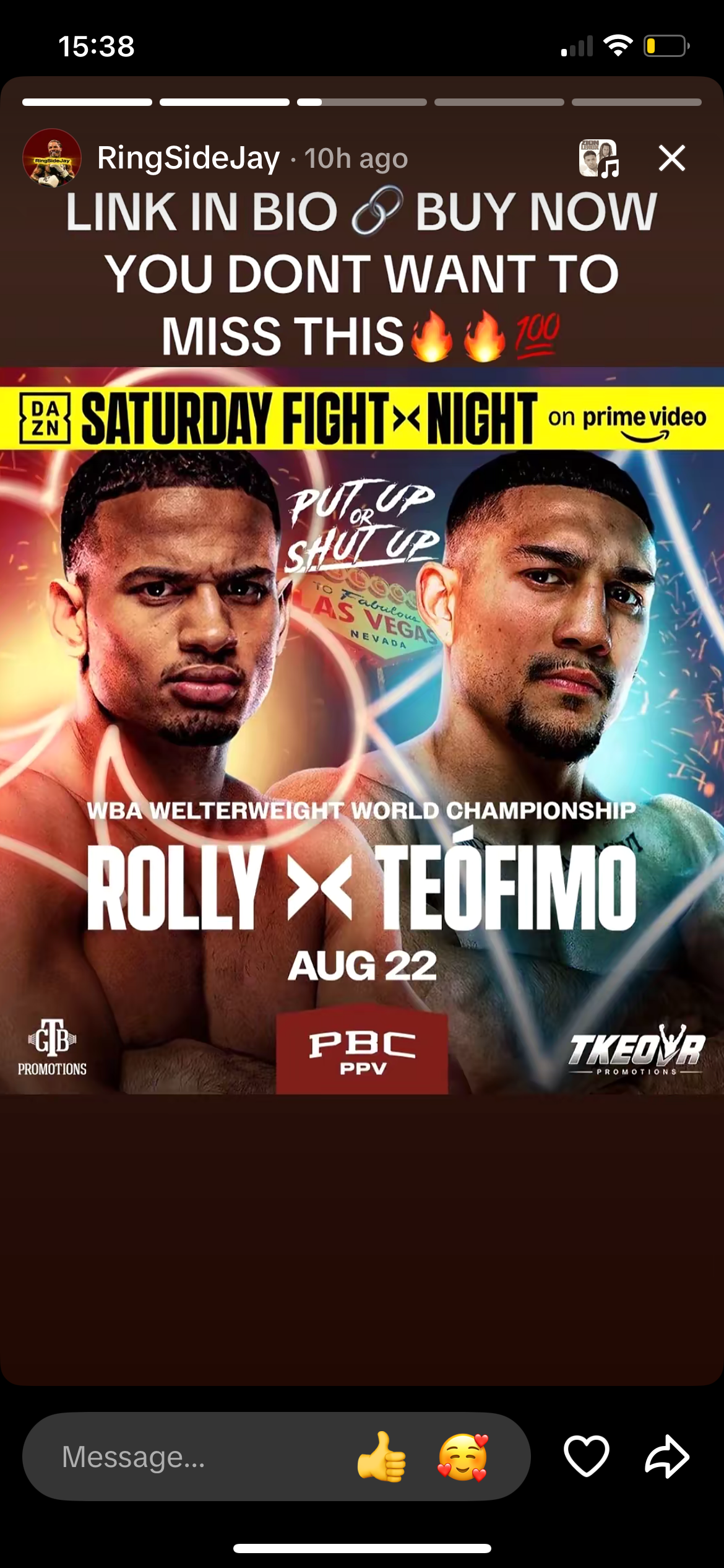 RingSideJay Instagram story: link in bio buy now, you don't want to miss this